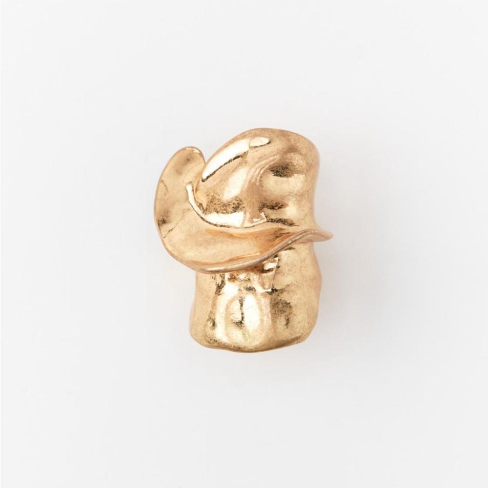 NWOT Zara Gold-Tone Large Irregular Metal Twisted Abstract Bold Chunky Ring